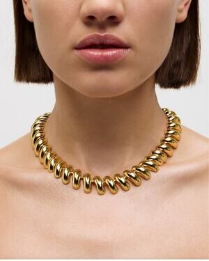 J. Crew Gold Spiral Collar Necklace Vintage Inspired Snake Chain Statement BU937